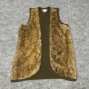 Ariat Cardigan Vest Womens Large Aileen Faux Fur Wool Blend Knit Western Rodeo